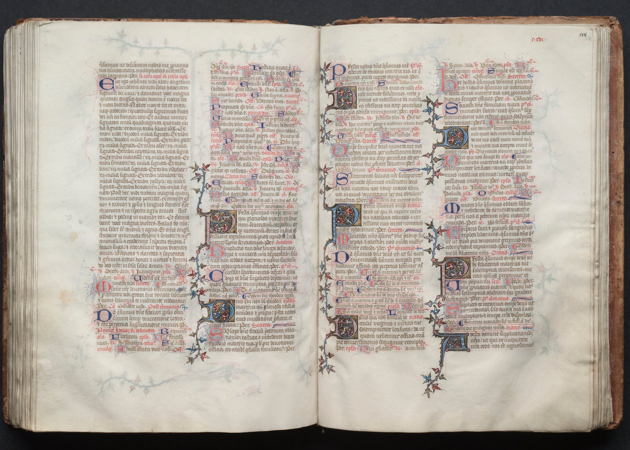 Le Missel de Gotha : Fol. 128r, Texte, vers 1375 - Master of the Boqueteaux