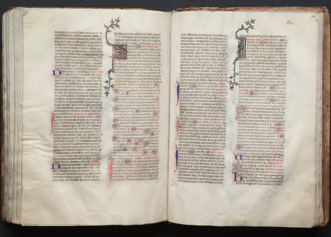 Le Missel de Gotha : Fol. 135r, texte, vers 1375 - Master of the Boqueteaux
