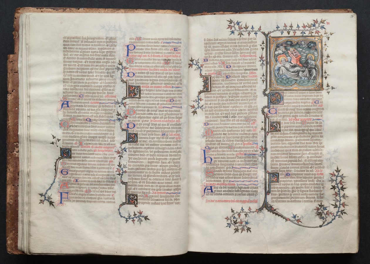 Le Missel de Gotha: Fol. 15v, Texte, vers 1375 - Master of the Boqueteaux