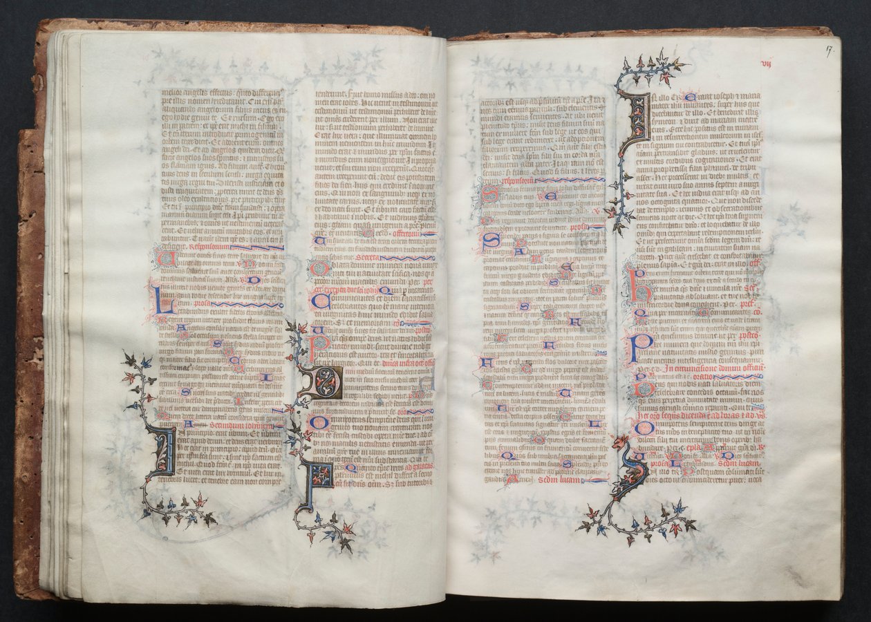 Le Missel de Gotha : Fol. 17r, texte, vers 1375 - Master of the Boqueteaux