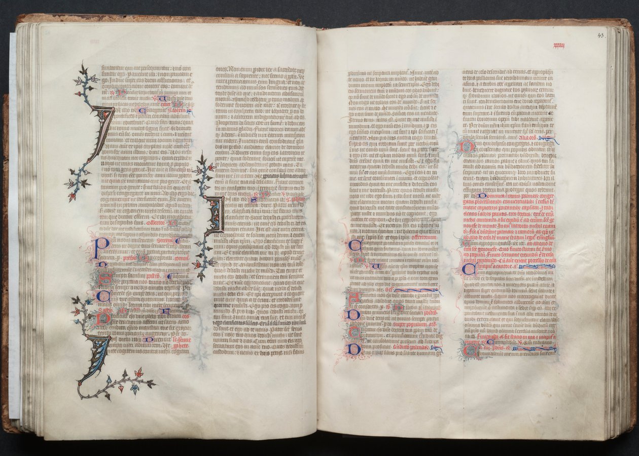Le Missel de Gotha : Fol. 43r, Texte, vers 1375 - Master of the Boqueteaux