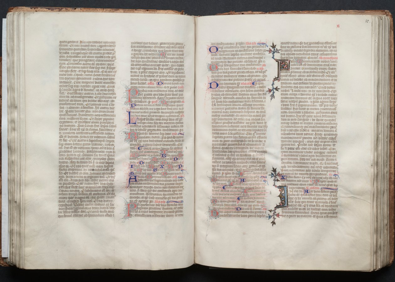 Le Missel de Gotha : Fol. 50r, Texte, vers 1375 - Master of the Boqueteaux