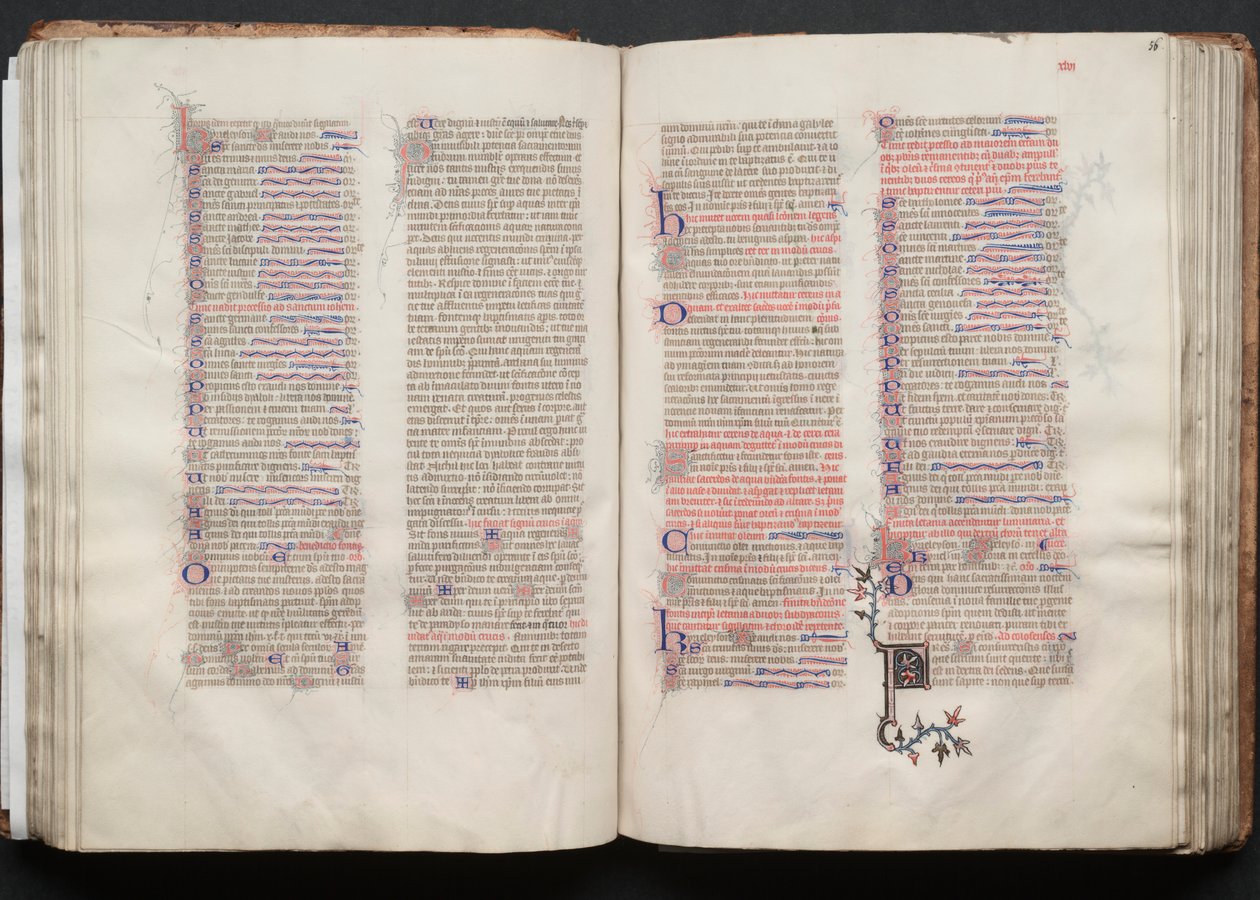 Le Missel de Gotha : Fol. 56r, Texte, vers 1375 - Master of the Boqueteaux