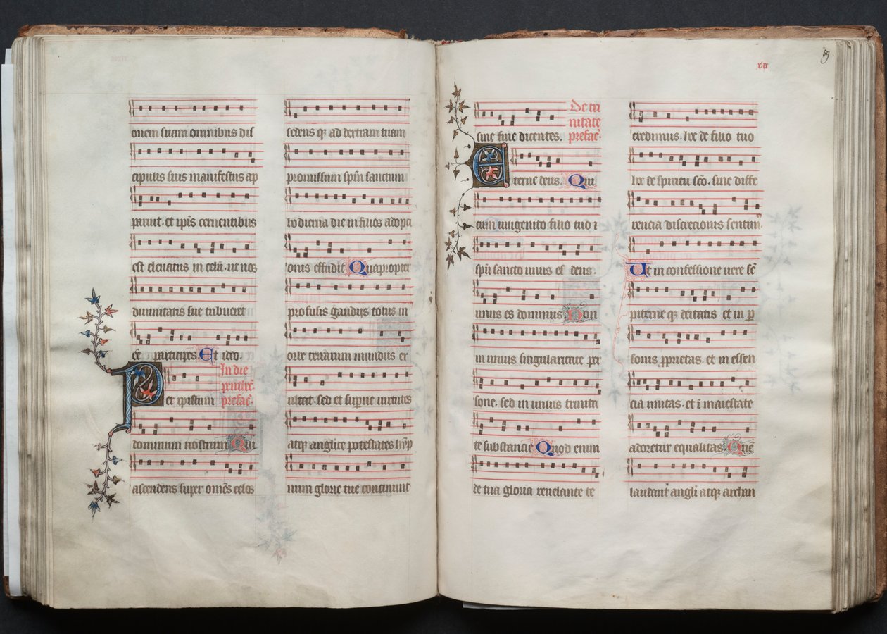 Le Missel de Gotha : Fol. 58v, Texte, vers 1375 - Master of the Boqueteaux