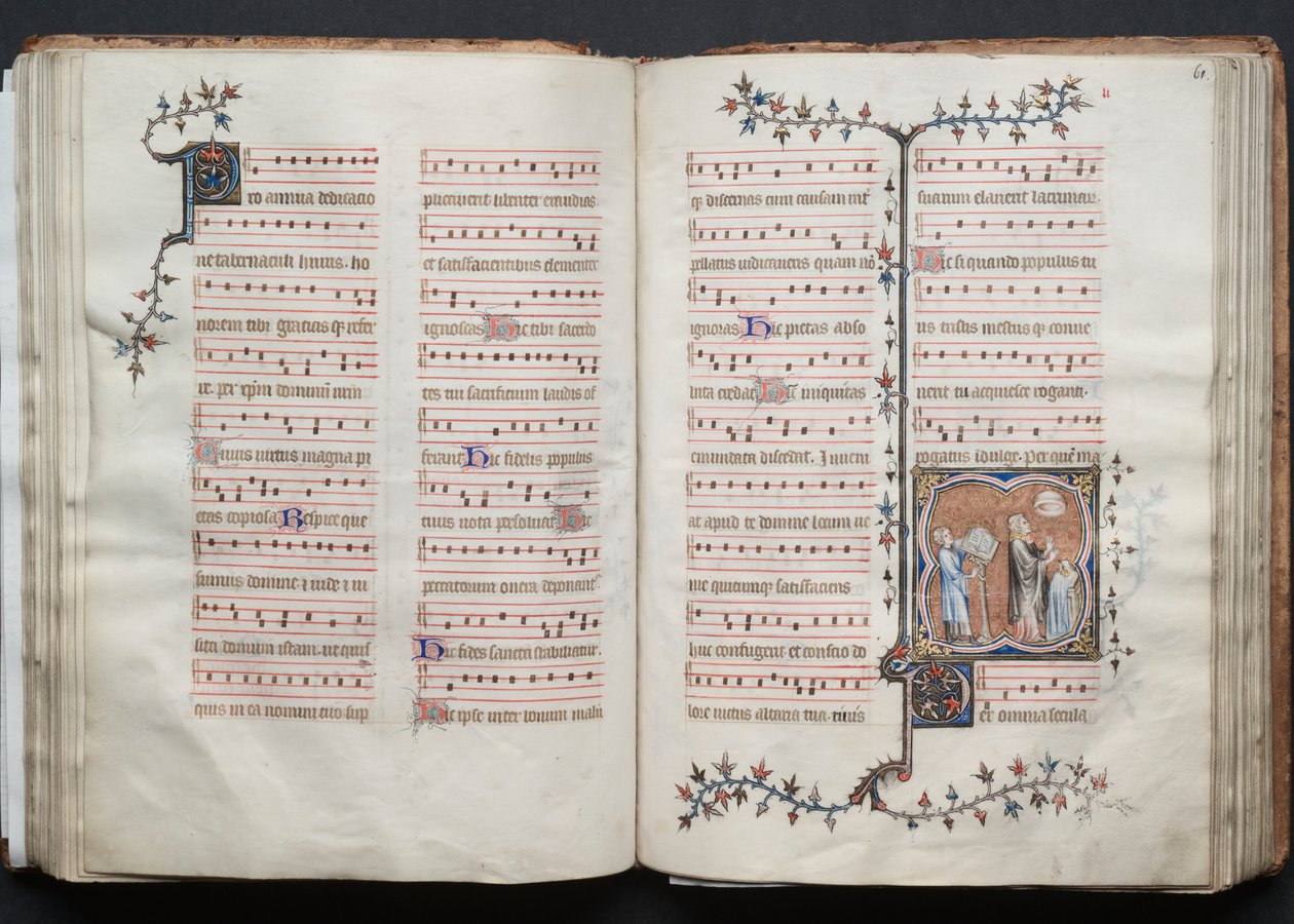 Le Missel de Gotha : Fol. 60v, Texte, vers 1375 - Master of the Boqueteaux