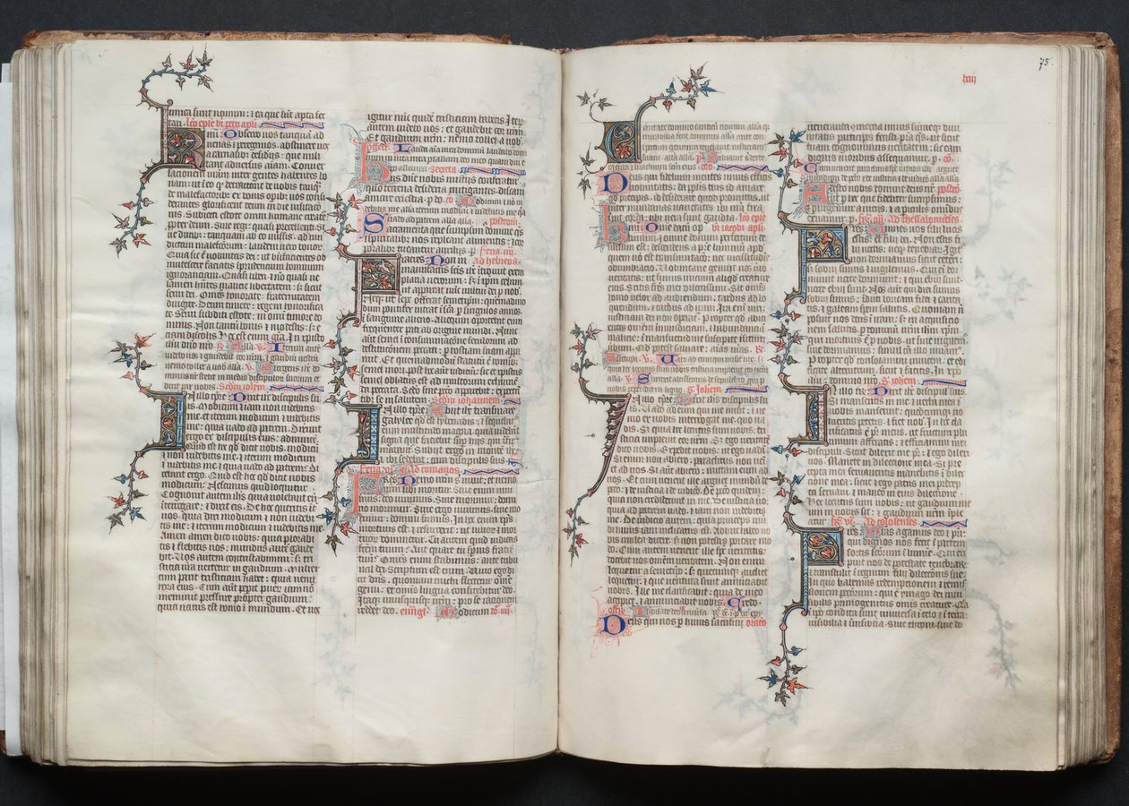 Le Missel de Gotha: Fol. 74v, Texte, vers 1375 - Master of the Boqueteaux