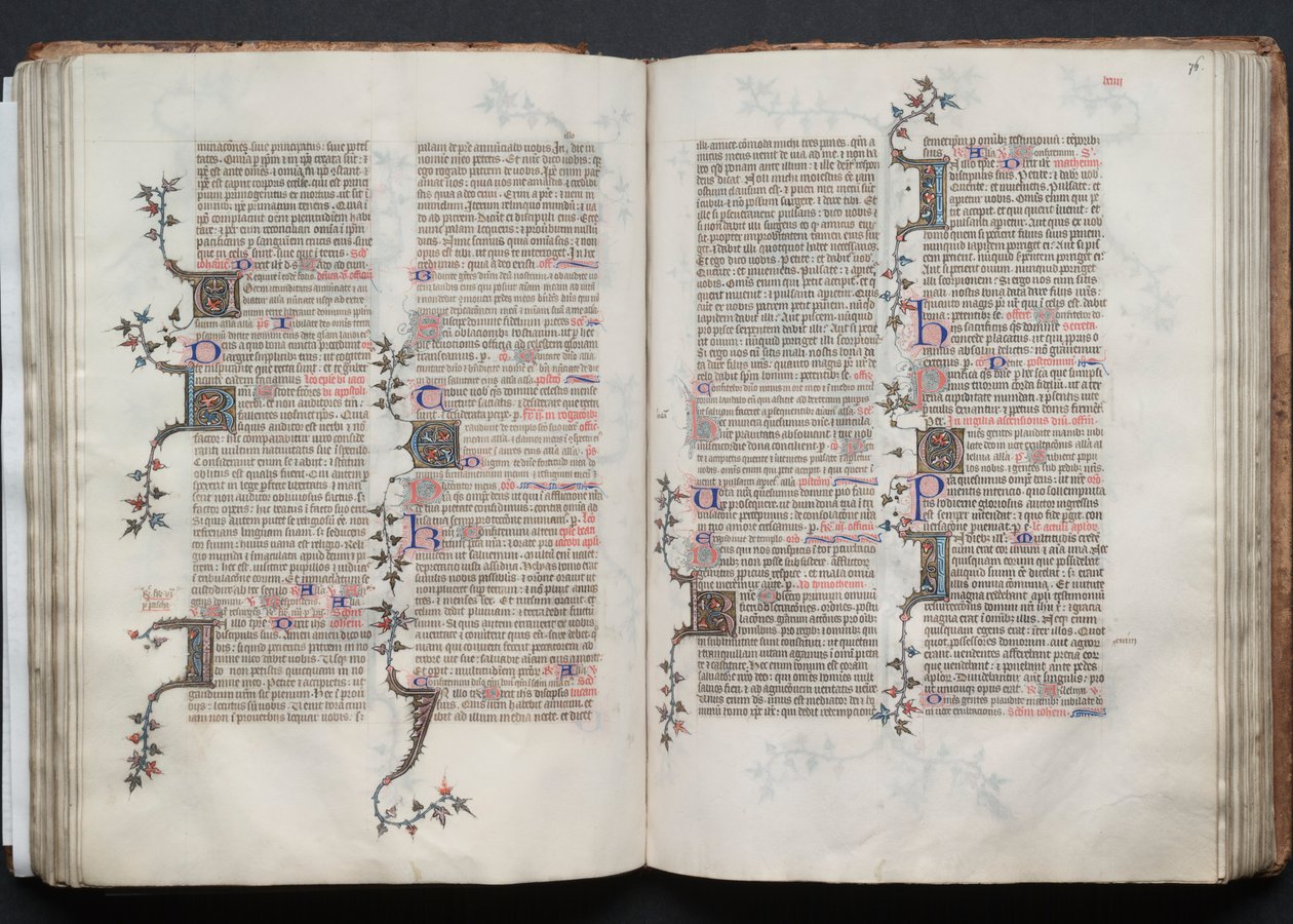 Le Missel de Gotha : Fol. 75v, Texte, vers 1375 - Master of the Boqueteaux