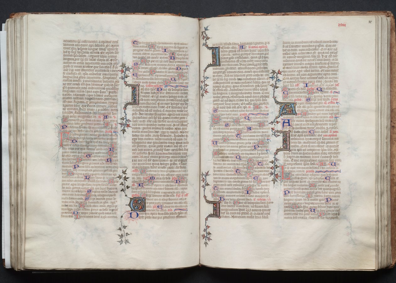Le Missel de Gotha : Fol. 80r, Texte, vers 1375 - Master of the Boqueteaux