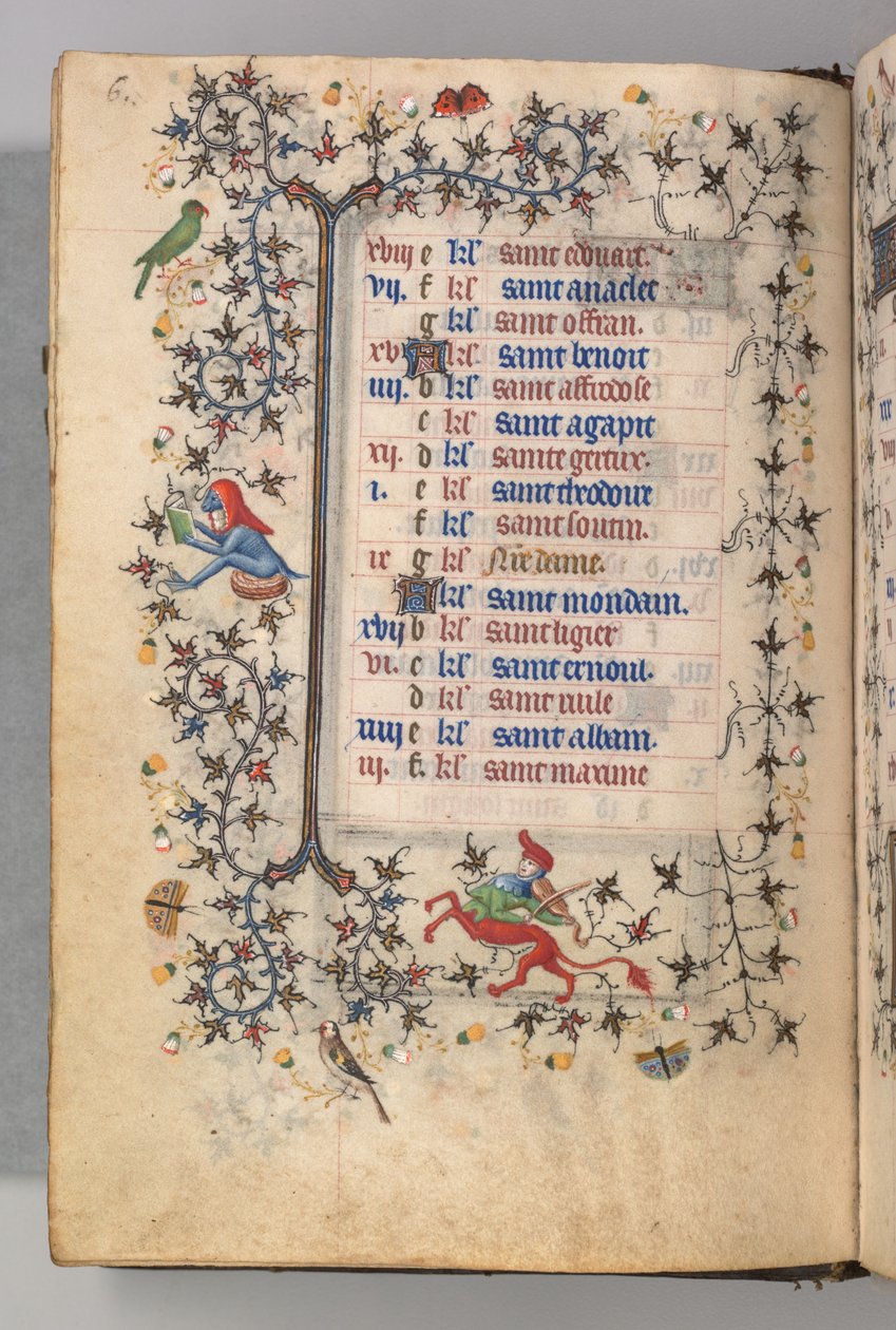 Heures de Charles le Noble, roi de Navarre (1361-1425) : fol. 3v, mars - Master of the Brussels Initials and Associates
