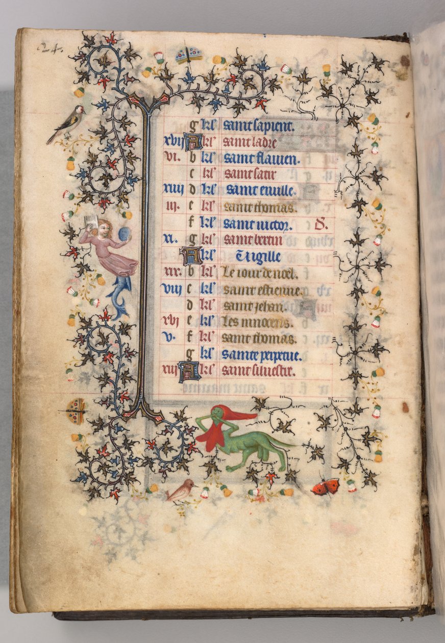 Heures de Charles le Noble, roi de Navarre 1361-1425 : fol. 12v, Décembre, vers 1405 - Master of the Brussels Initials and Associates