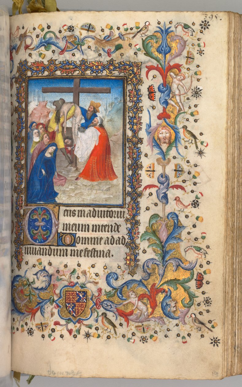 Heures de Charles le Noble, Roi de Navarre 1361-1425 : fol. 192r, Descente de Croix, c. 1405 - Master of the Brussels Initials and Associates