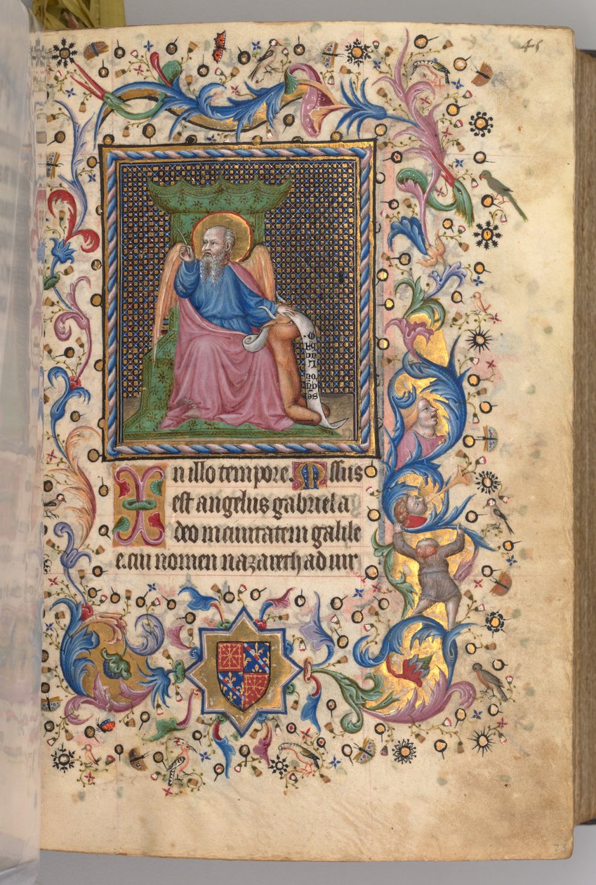 Heures de Charles le Noble, roi de Navarre 1361-1425 : fol. 23r, Saint Luc, c. 1405 - Master of the Brussels Initials and Associates
