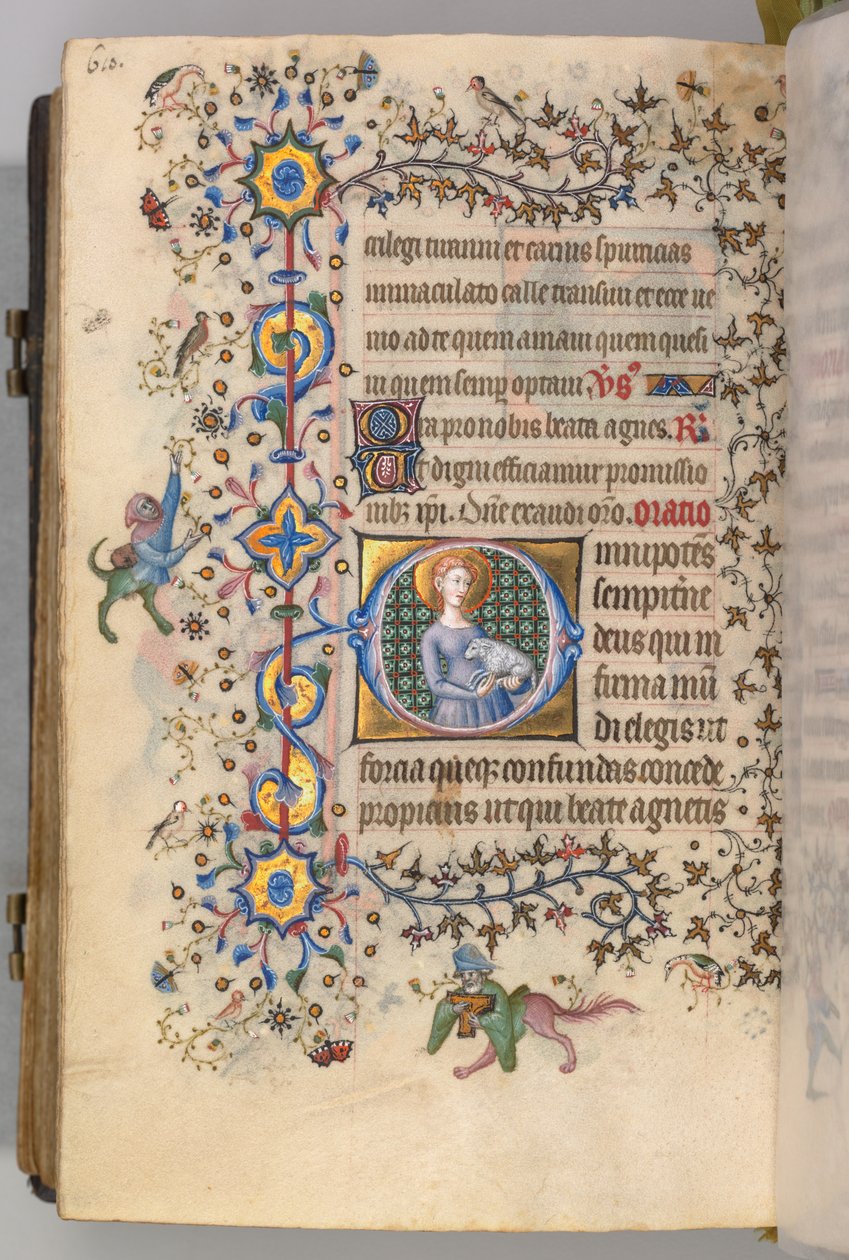Heures de Charles le Noble, roi de Navarre 1361-1425, fol. 299v, Sainte Agnès, vers 1405 - Master of the Brussels Initials and Associates
