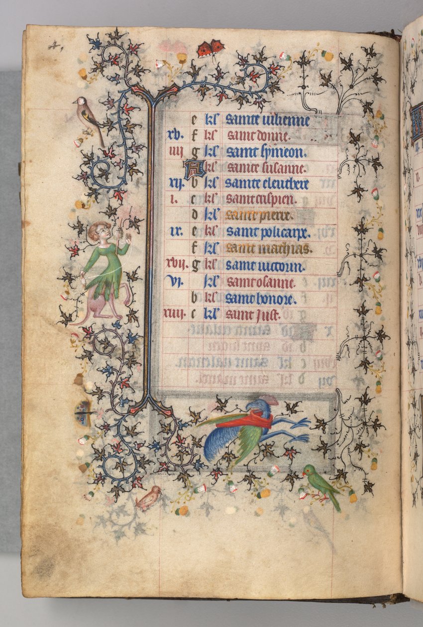 Heures de Charles le Noble, Roi de Navarre 1361-1425 : fol. 2v, Février, vers 1405 - Master of the Brussels Initials and Associates