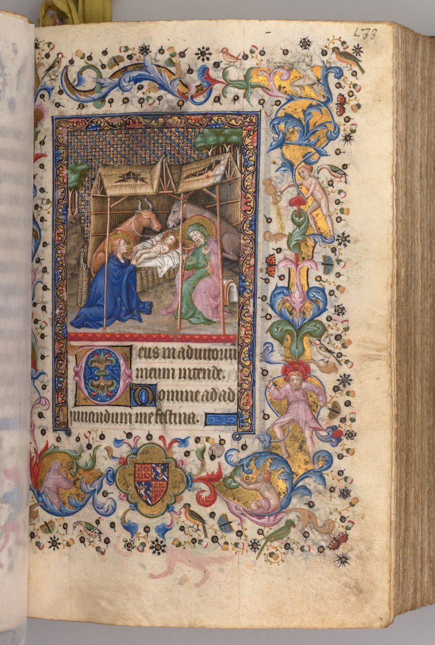 Heures de Charles le Noble, roi de Navarre 1361-1425 : fol. 67r, Prime de la Nativité, vers 1405 - Master of the Brussels Initials and Associates