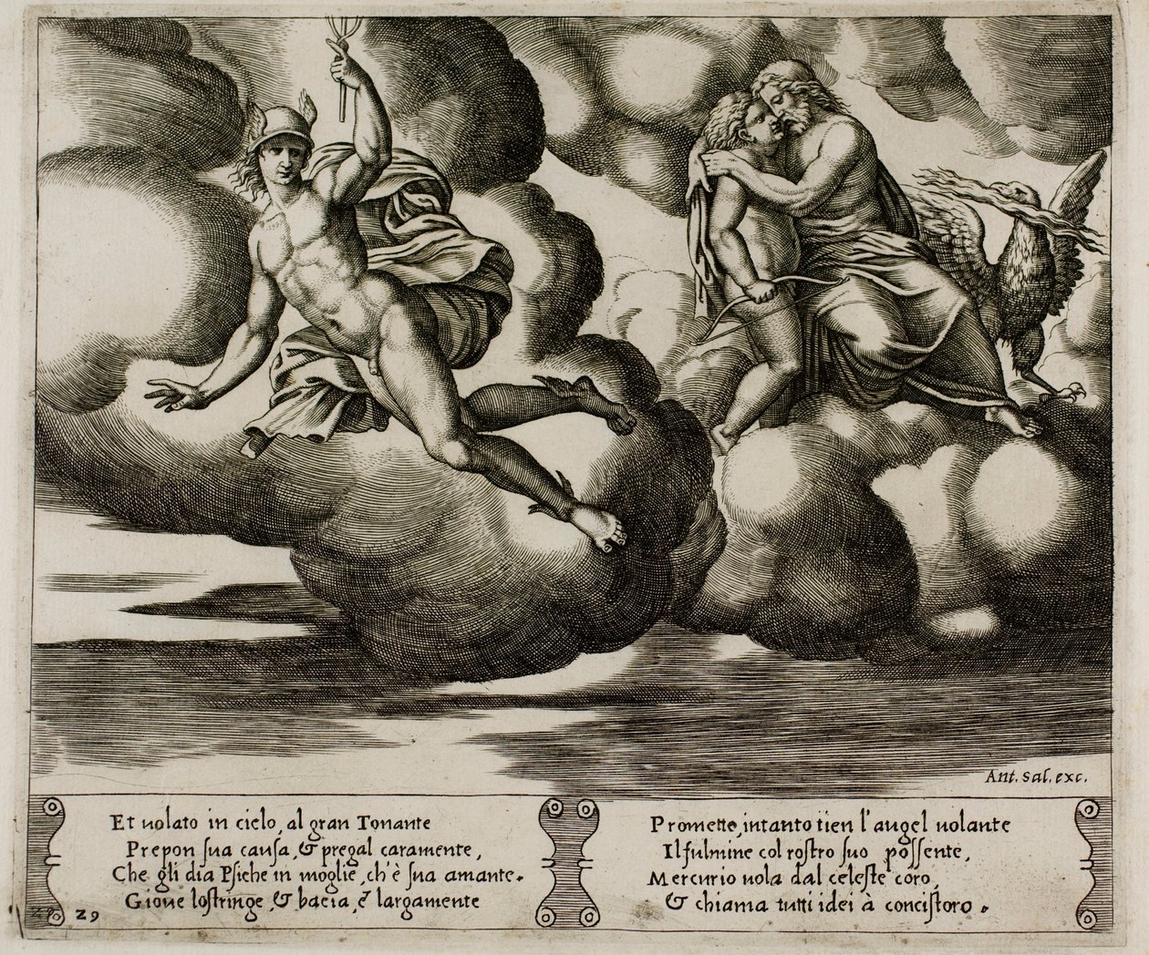 Cupidon implorant Jupiter pour la clémence envers Psyché - Master of the Die