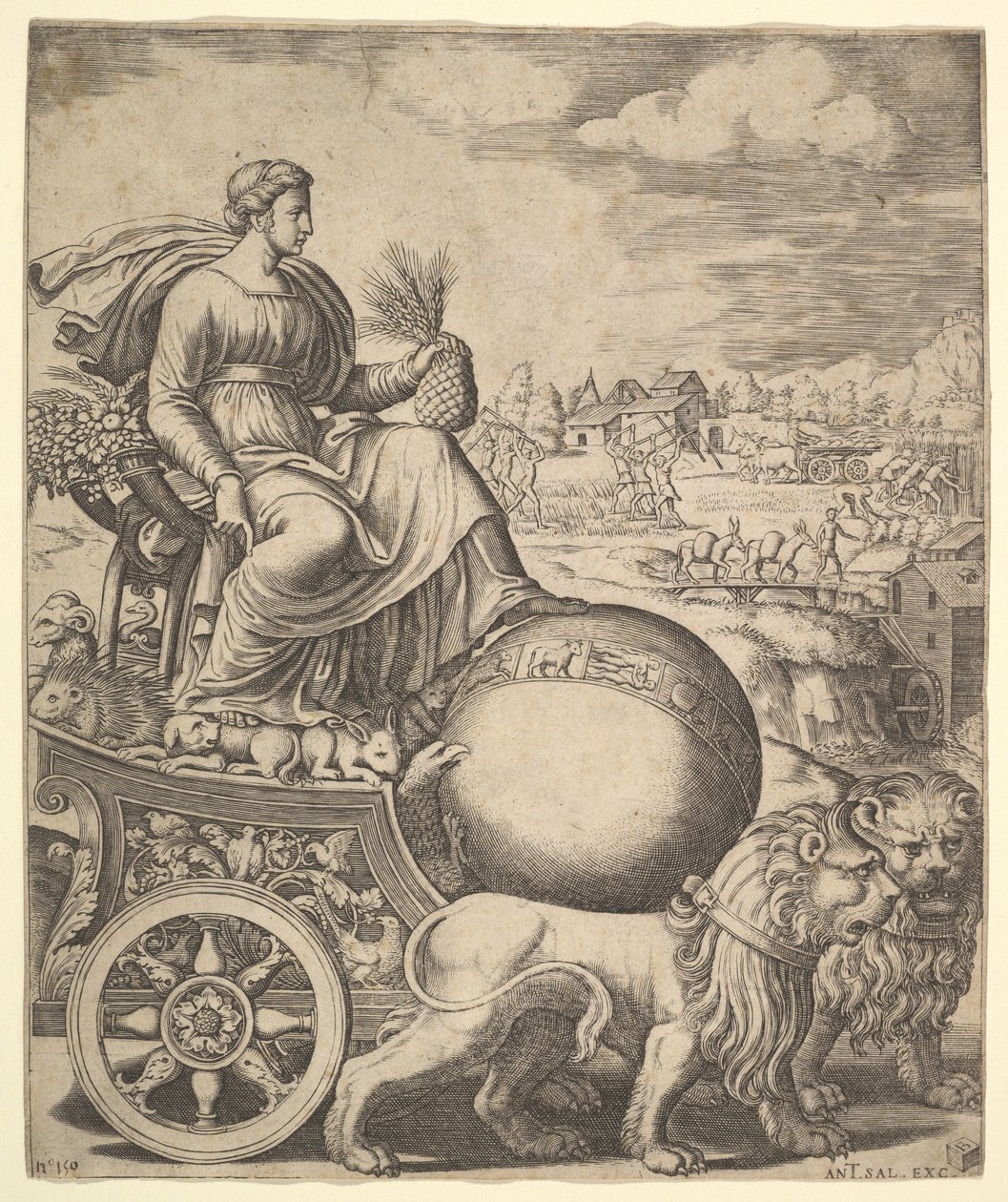 Cybèle dans son char tiré par deux lions, 1530-60 - Master of the Die