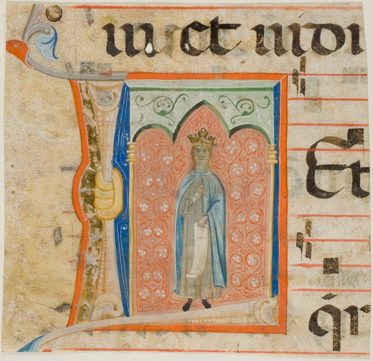 Sainte femme dans une initiale "L" historiée provenant d