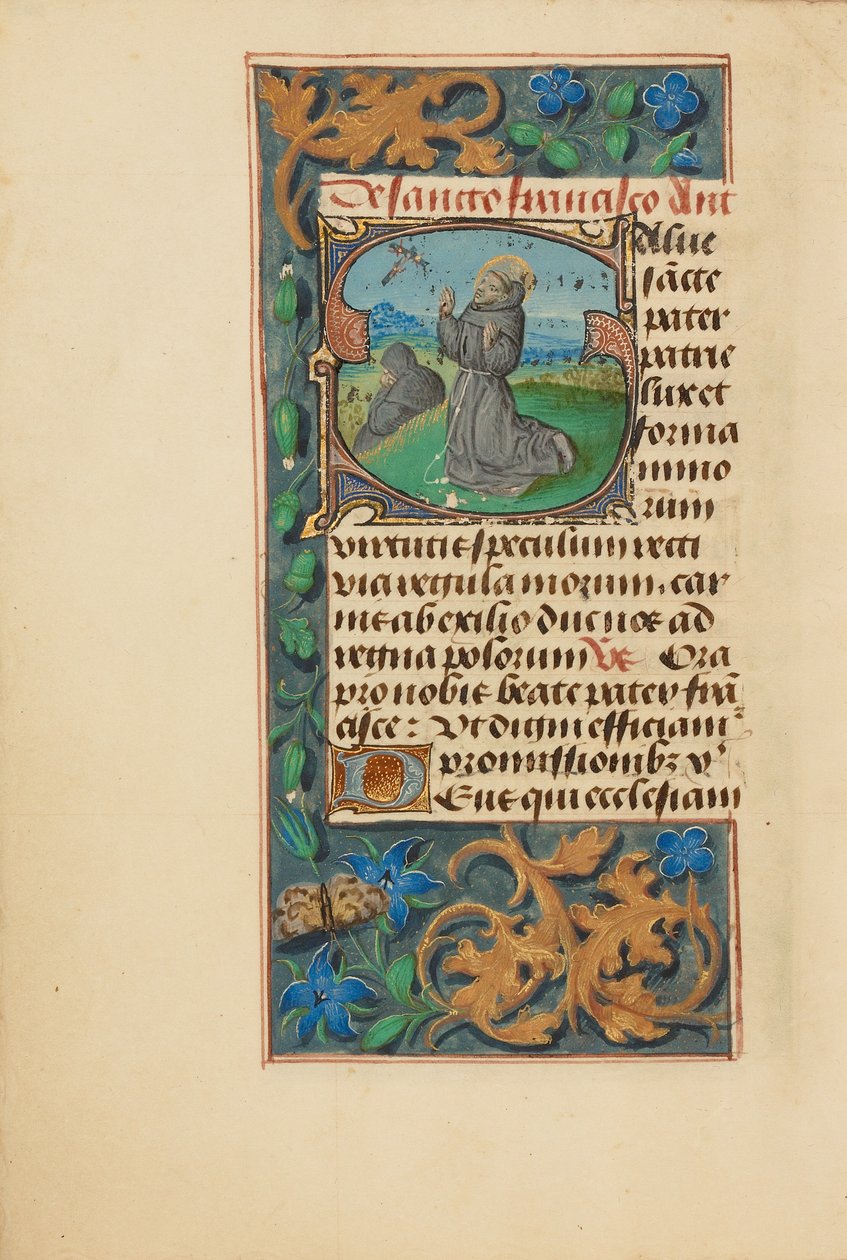Initiale S : La stigmatisation de Saint François - Master of the Dresden Prayer Book