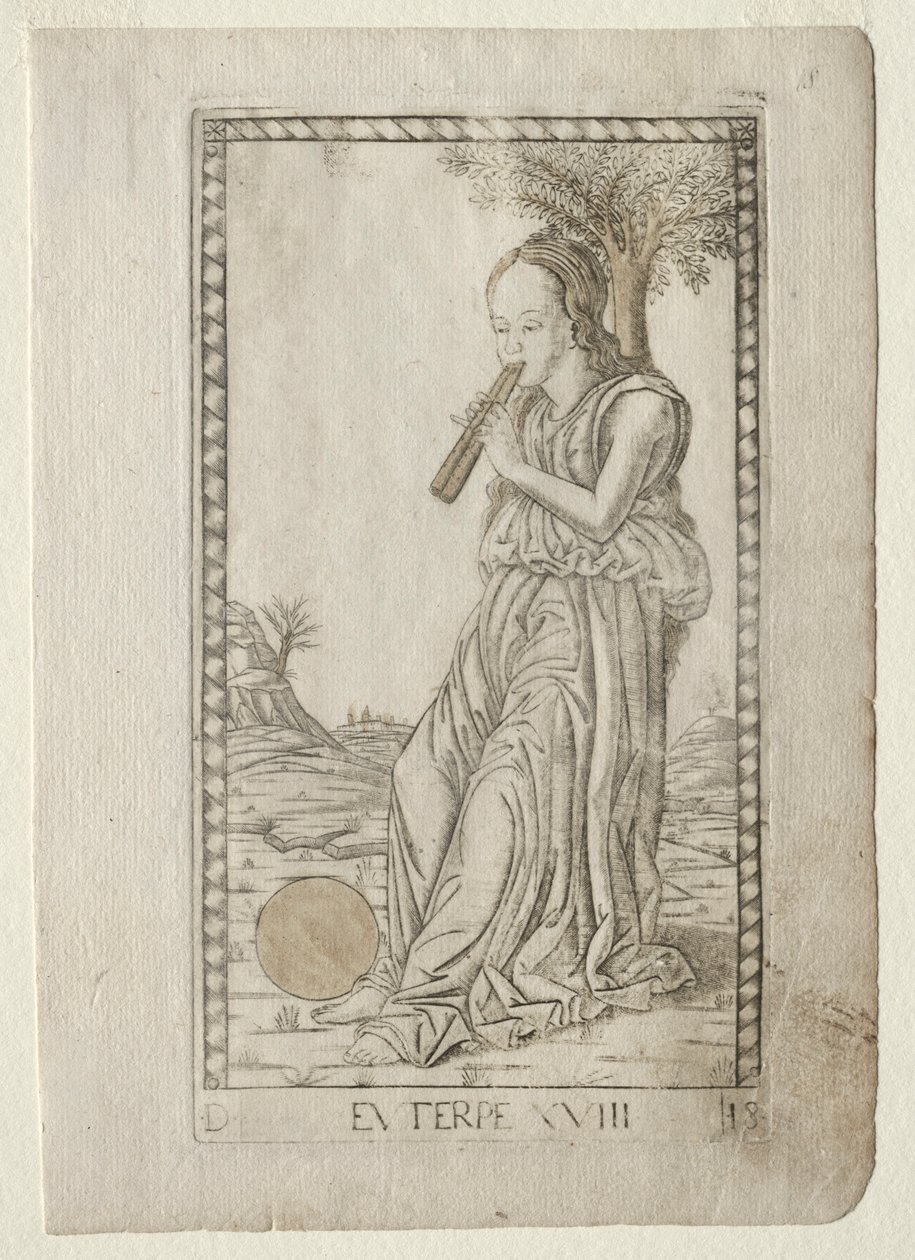 Euterpe, musique, poésie lyrique de la série Tarocchi, avant 1467 - Master of the E-Series Tarocchi