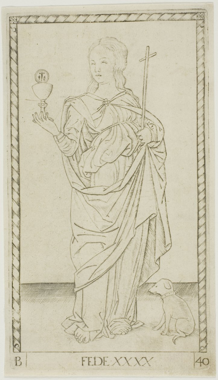 Foi, planche 40 de Génies et Vertus - Master of the E Series Tarocchi