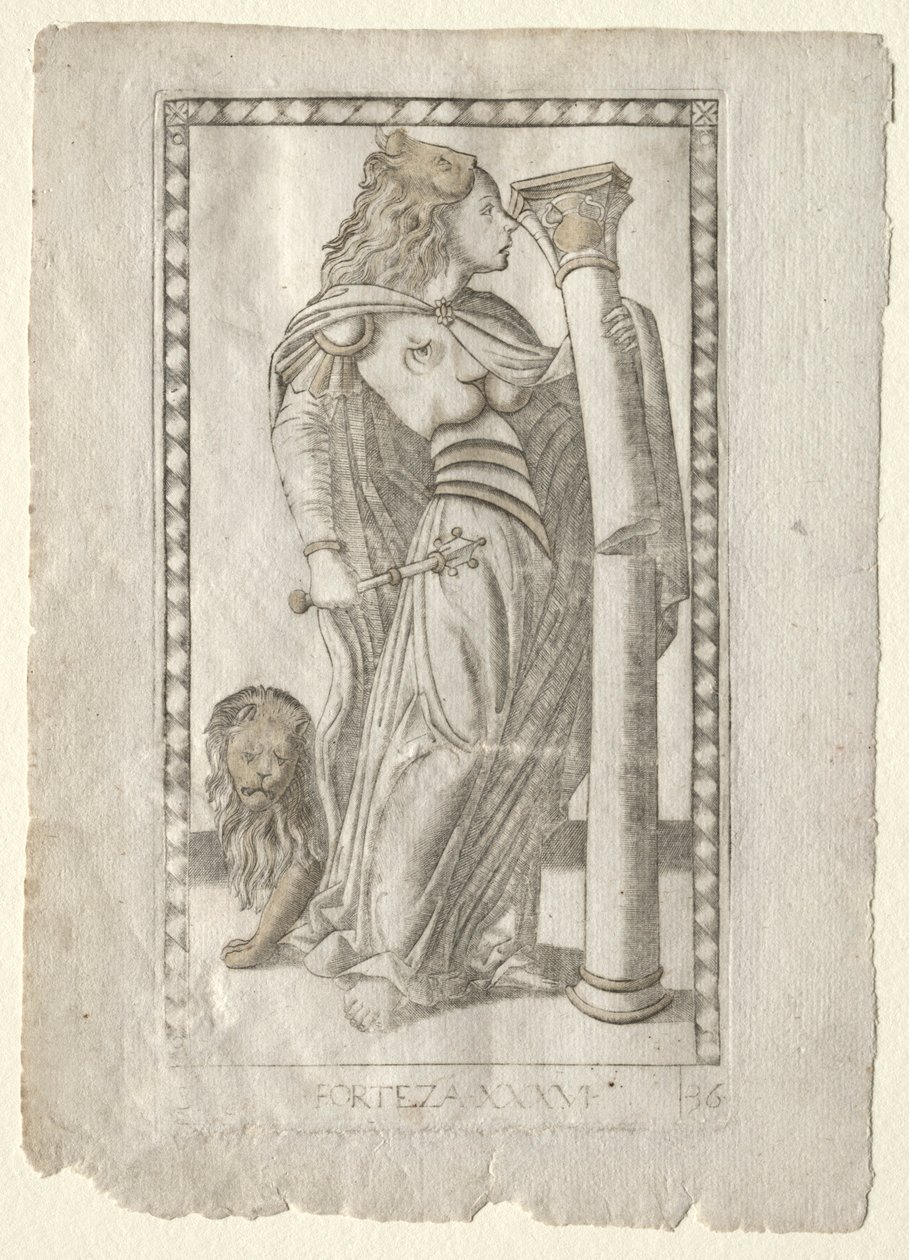 Forteza des Tarocchi, série B : Principes cosmiques et vertus, n°36, avant 1467 - Master of the E Series Tarocchi