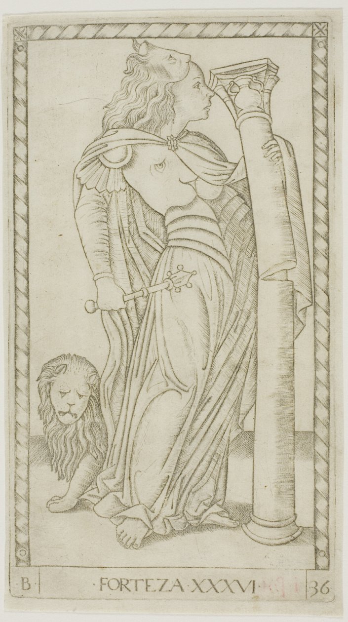 Fortitude, planche 36 de Genii et Vertus - Master of the E Series Tarocchi