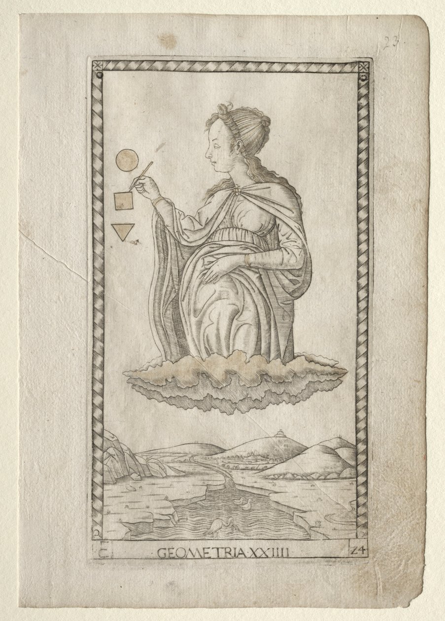 Géométrie de la série Tarocchi, série C : Arts libéraux, #24, avant 1467 - Master of the E Series Tarocchi