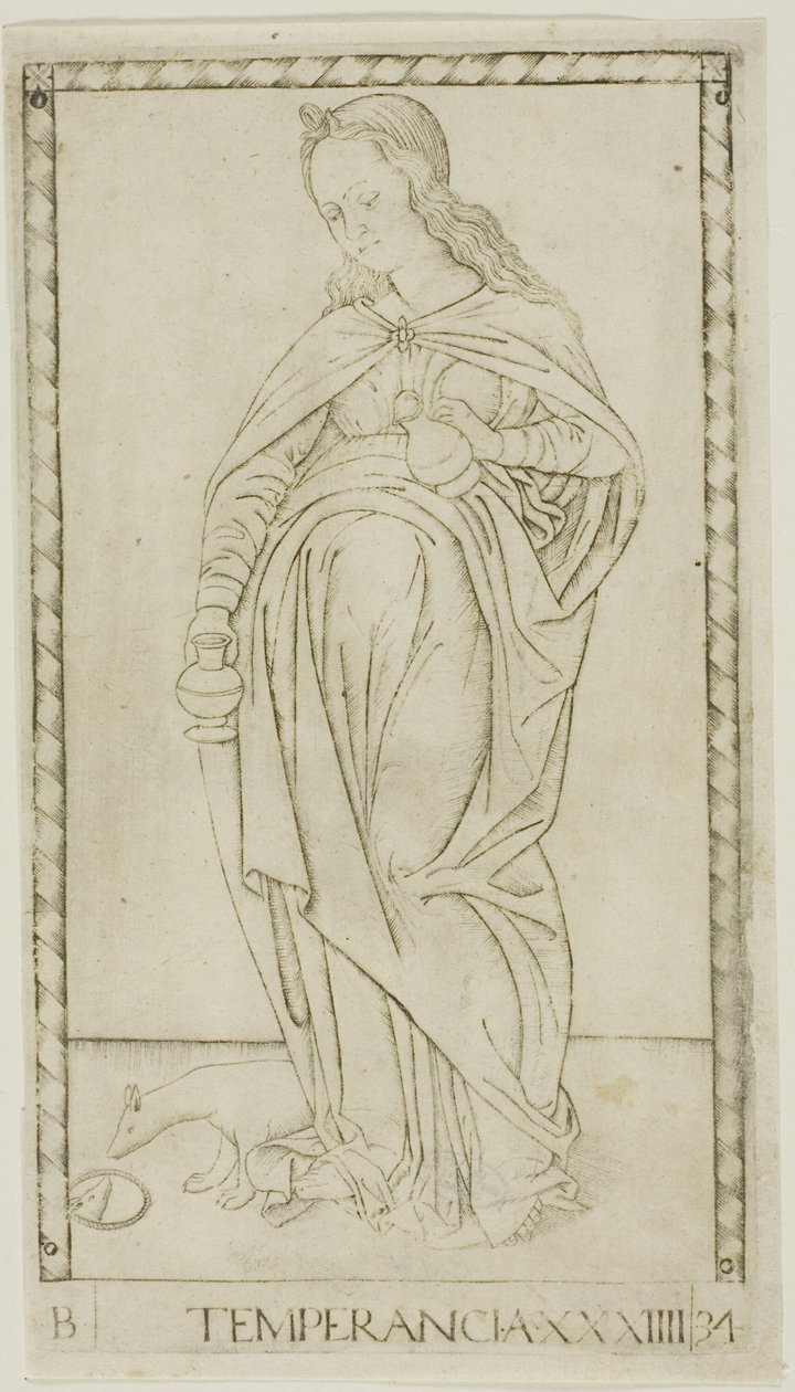 Tempérance, planche 34 de Génies et Vertus - Master of the E Series Tarocchi