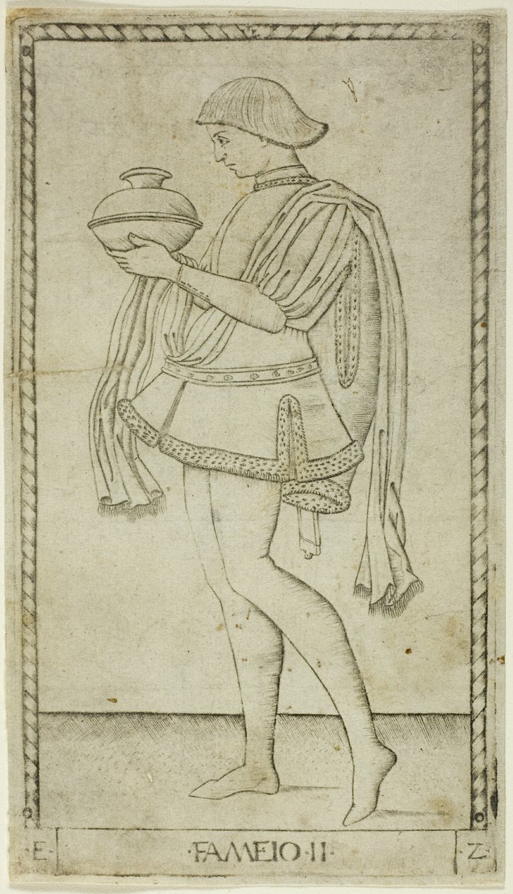 Le Serviteur, planche deux de Les Rangs et Conditions des Hommes - Master of the E Series Tarocchi