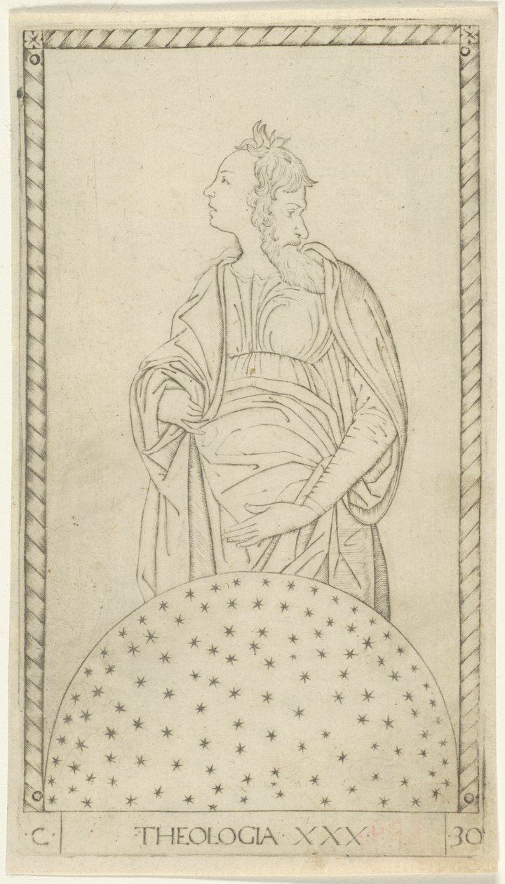 Théologie, planche 30 des Arts et Sciences - Master of the E-Series Tarocchi