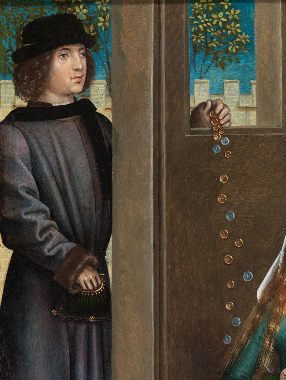 (détail) de la Charité de Saint Nicolas, du Retable de Saint Nicolas, vers 1486-93 - Master of The Legend of St. Lucy