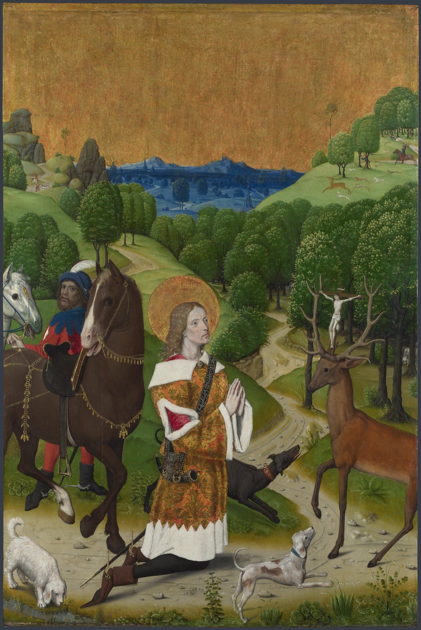 La conversion de Saint Hubert. Volet du retable de Werden, ca 1485 - Master of the Life of the Virgin