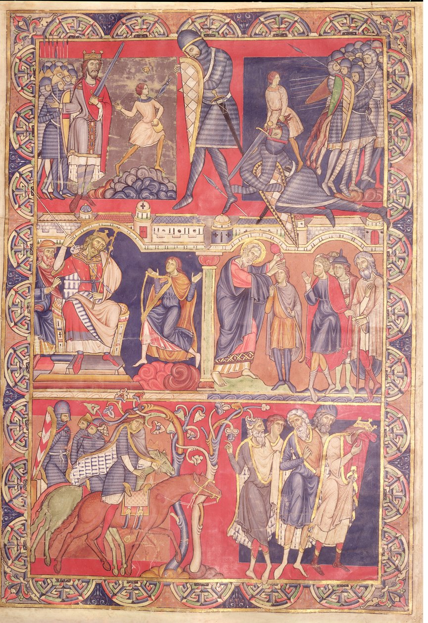 Scènes de la vie de Samuel, Saül et David, de la Bible de Winchester, 1160-80 - Master of the Morgan Leaf