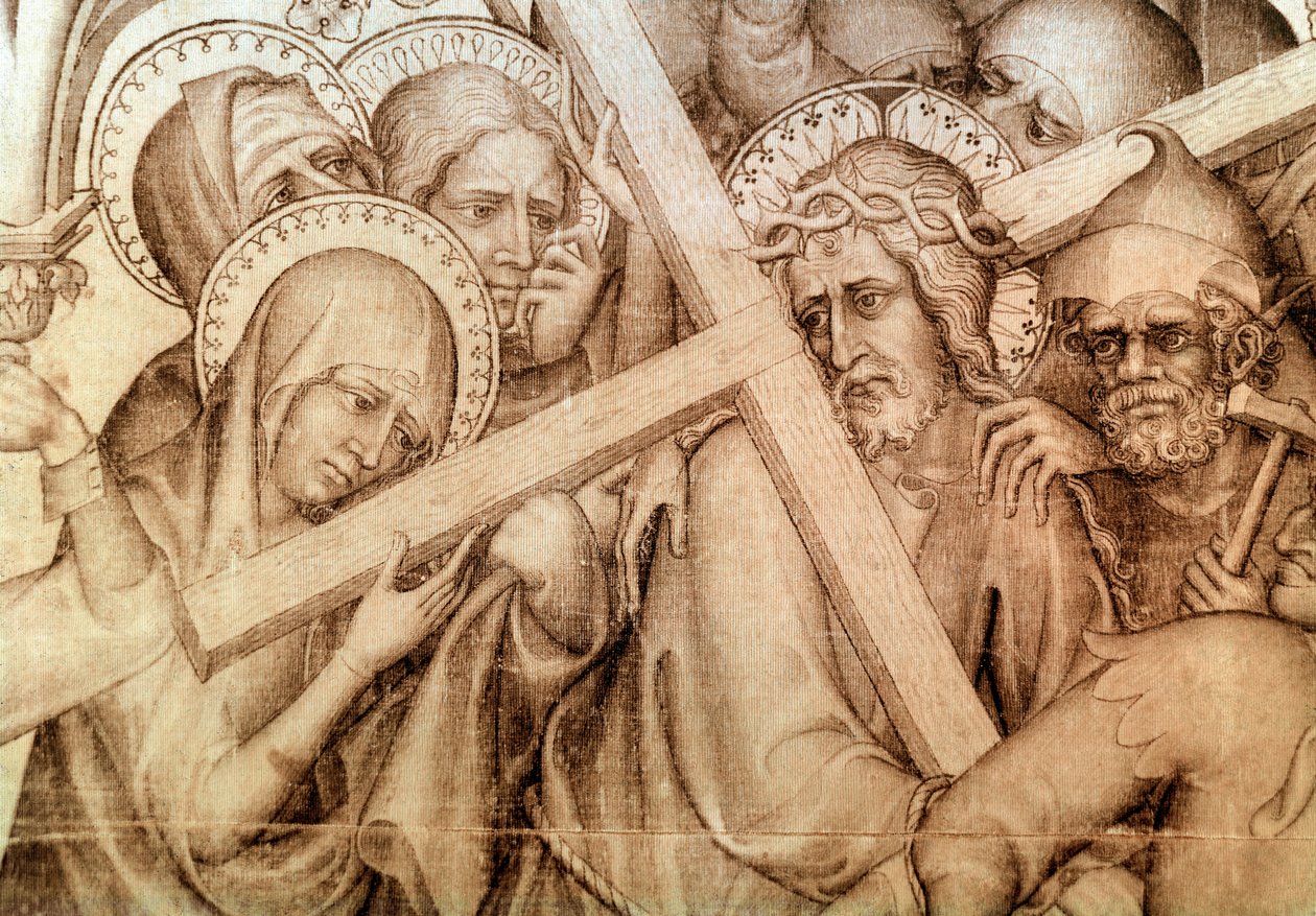 Le parement de Narbonne : le Christ portant sa croix (grisaille sur soie) - Master of the Parement of Narbonne