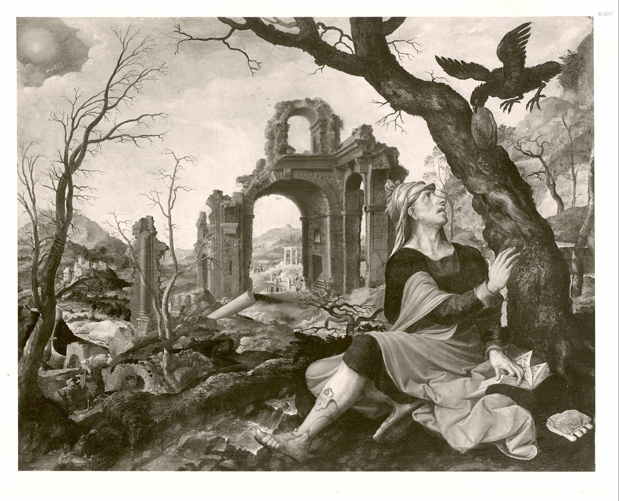 Néerlandais : Elijah nourri par le corbeau Elias nourri par le corbeau - Master of the Prodigal Son