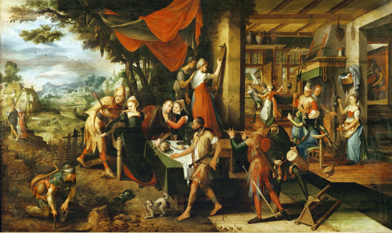Le fils prodigue (peinture sur bois de chêne) - Master of the Prodigal Son