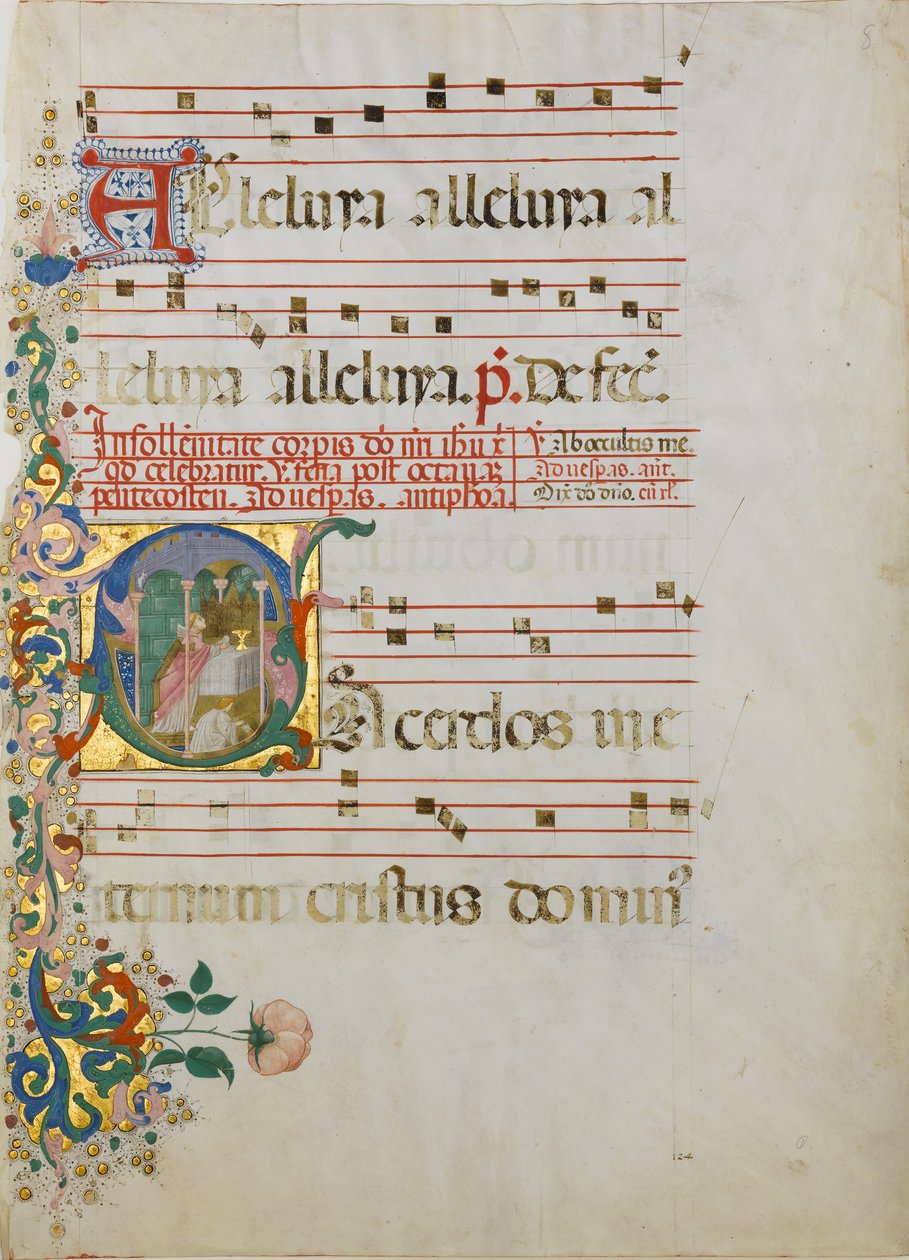 Feuille de manuscrit avec la célébration d