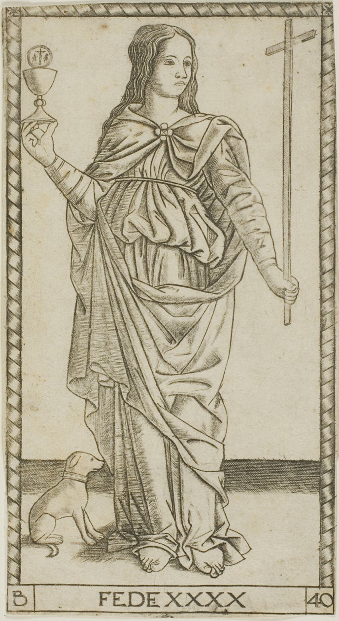 Foi, planche 40 de Génies et Vertus - Master of the S Series Tarocchi