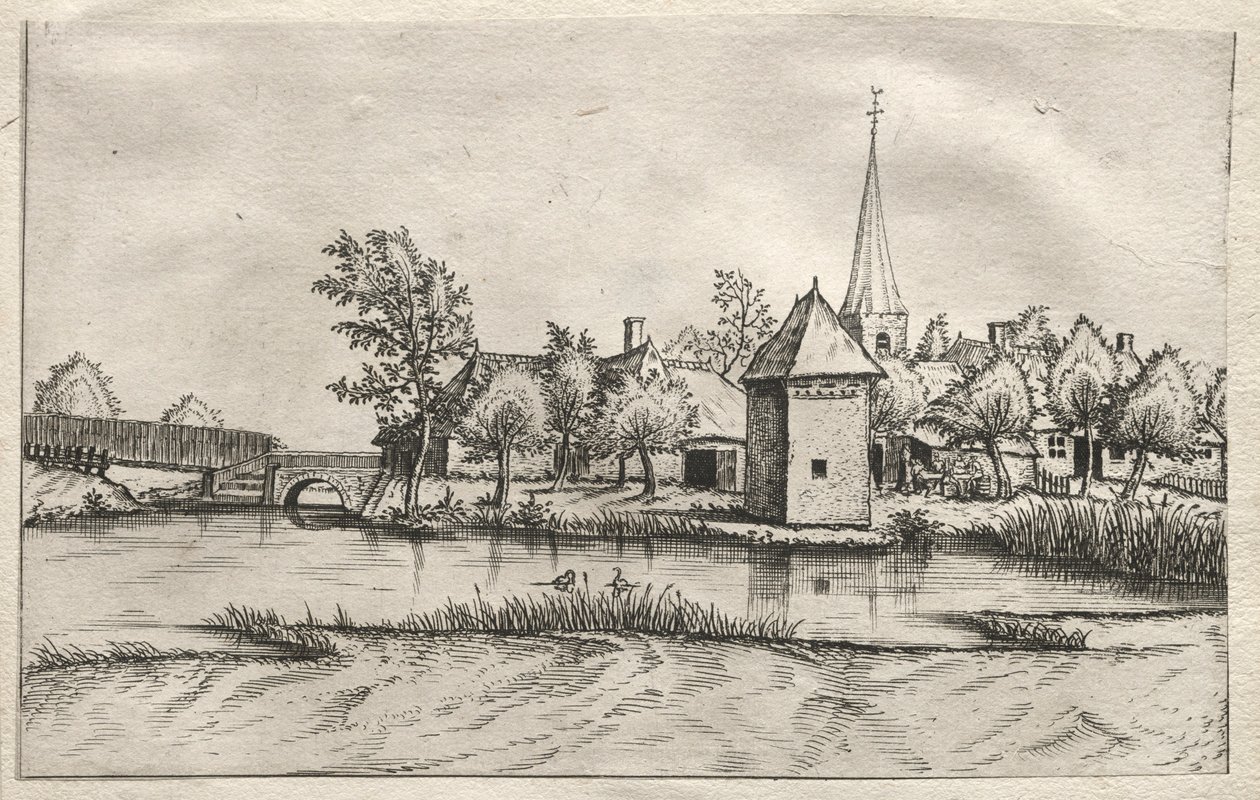Vues de Villages dans le Brabant et la Campine : Un Village Enceint, c. 1561 - Master of the Small Landscapes