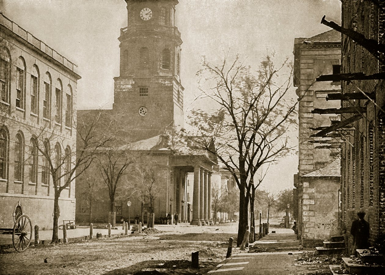 Église Saint-Michel après le Bombardement, Charleston, Caroline du Sud, 1861-65 - Mathew B. Brady