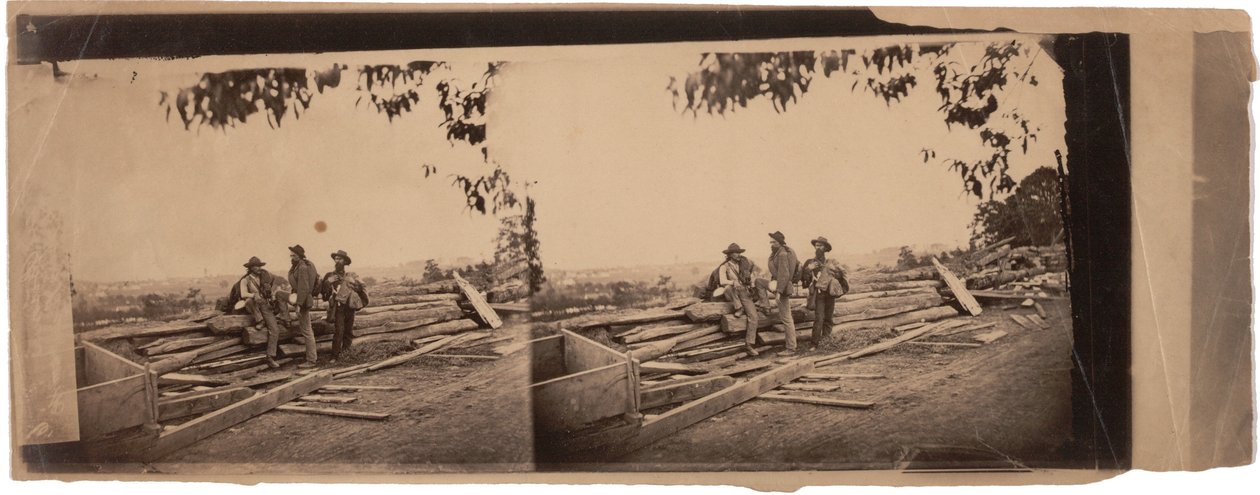 3 prisonniers rebelles derrière les barricades, 1863 - Mathew B. Brady