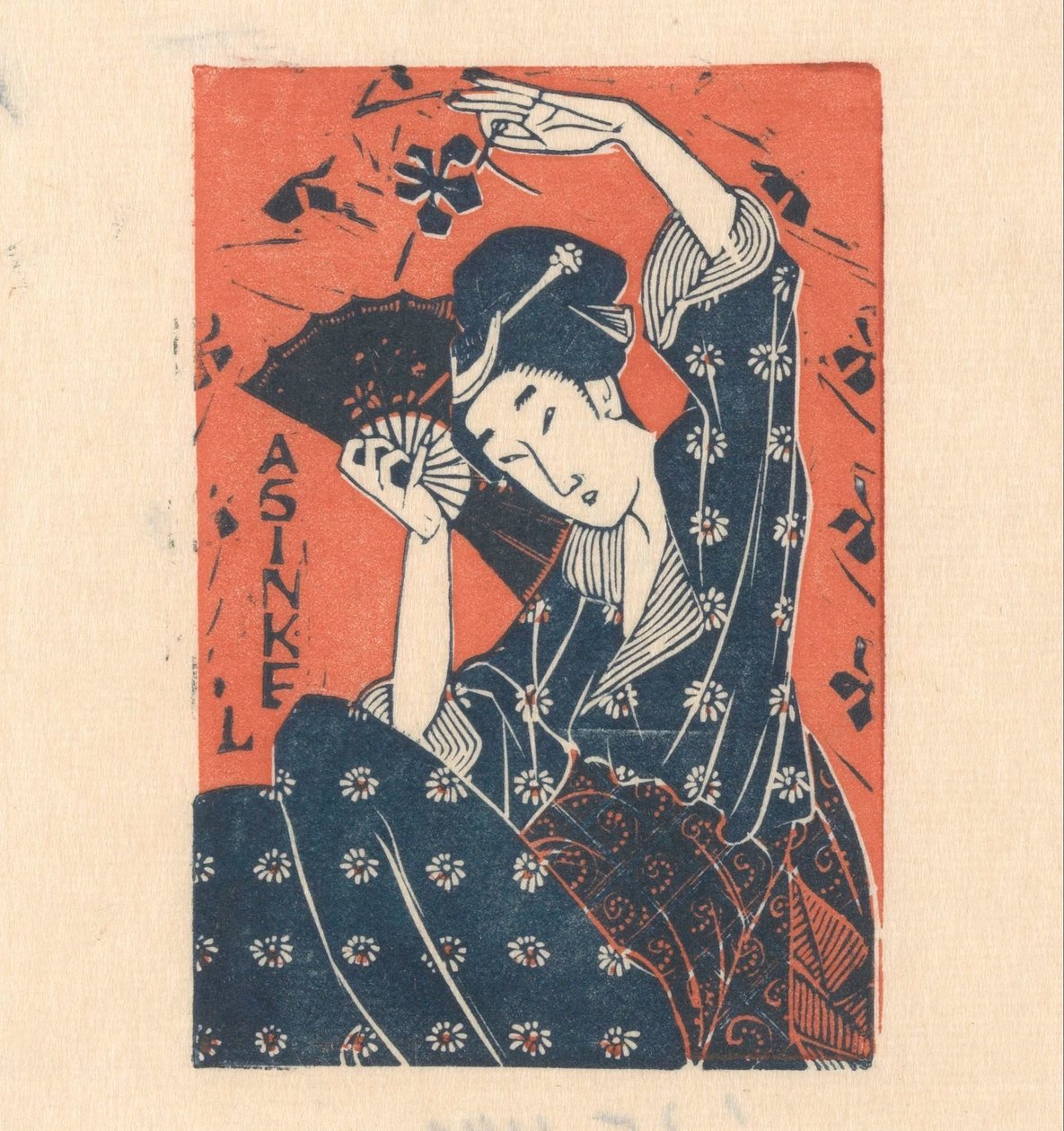 Carte publicitaire de A. Sinkel avec une femme japonaise - Mathieu Lauweriks