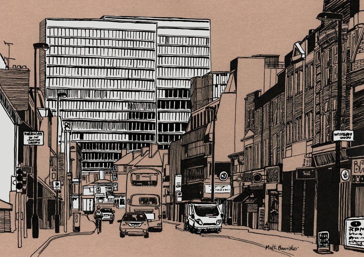 South End - Croydon, 2016 (encre acrylique sur panneau) - Matt Bannister
