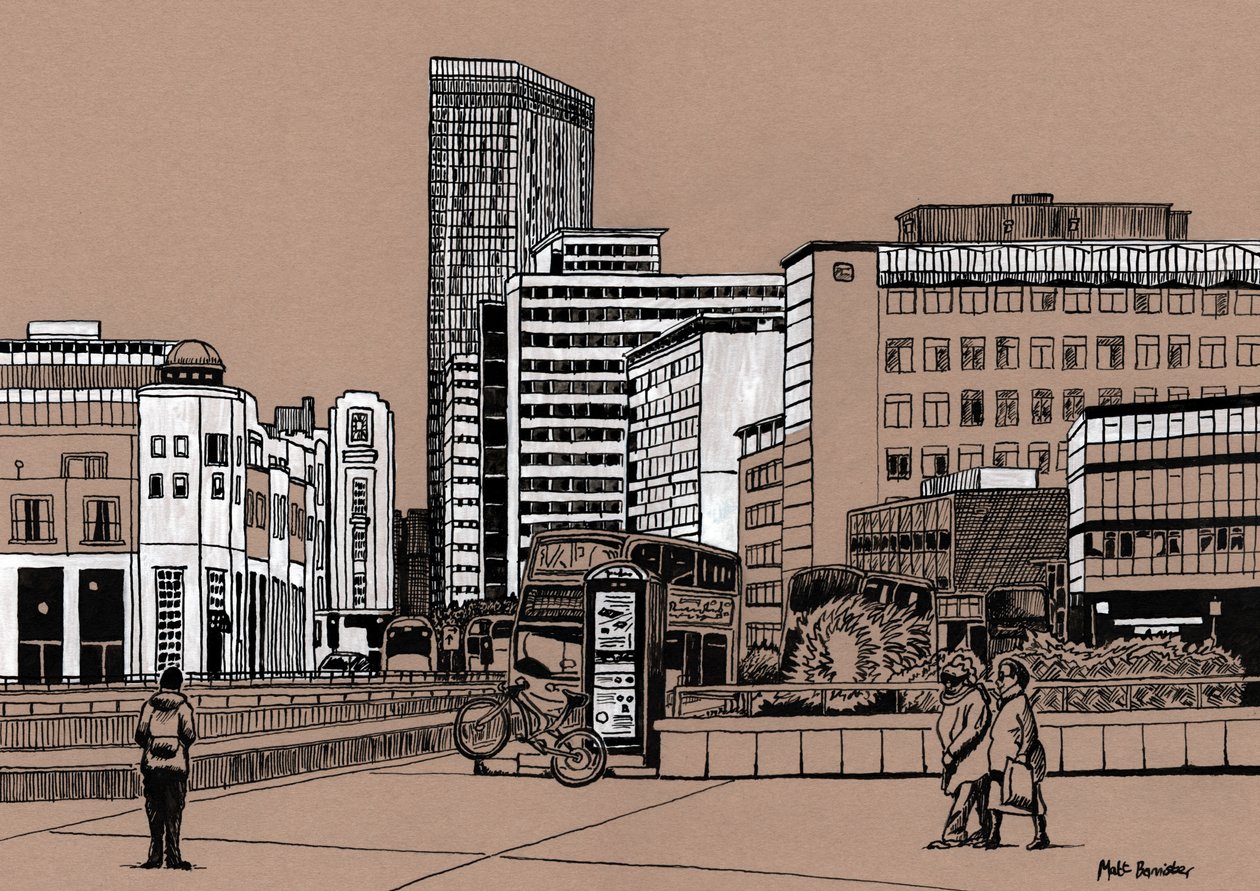 Wellesley Road - Croydon, 2016 (encre acrylique sur panneau) - Matt Bannister