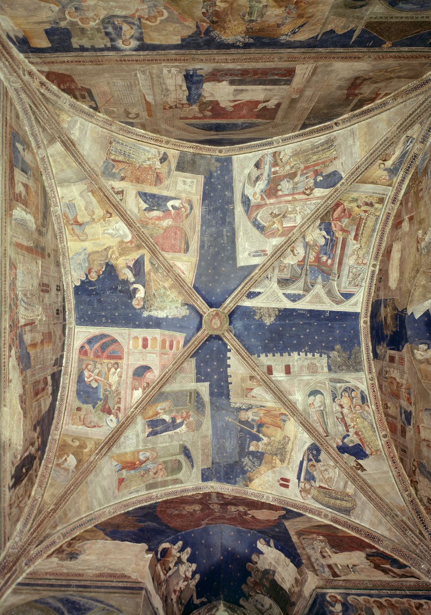 Vue du plafond de la chapelle du Tinel avec des scènes de la vie de Saint Martial, 1344-45 - Matteo di Giovanetto da Viterbo