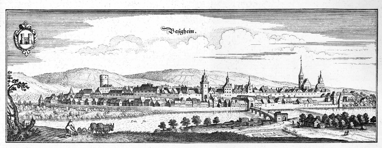 Besigheim - extrait de Topographia Sueviae (Schwaben) - Matthaus Merian