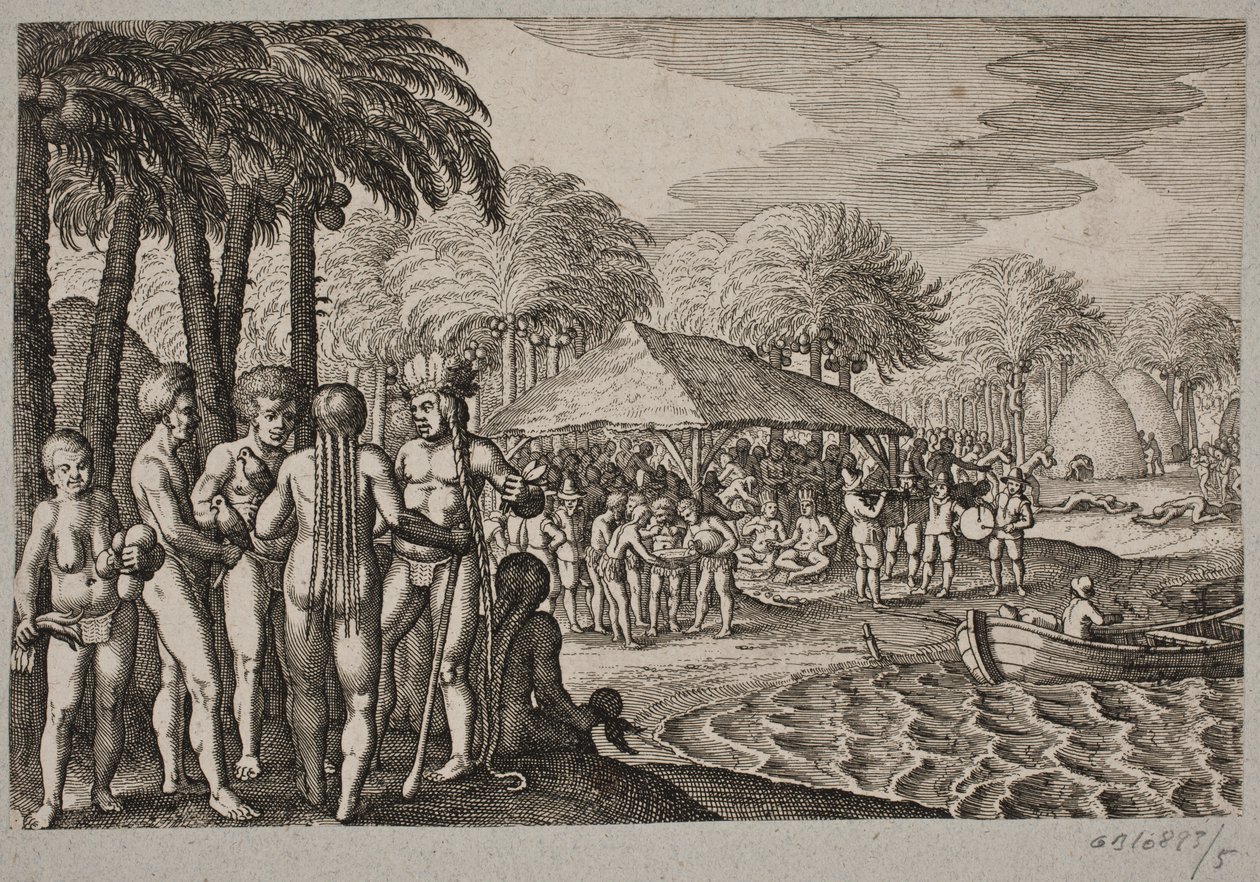 Sur la réception des Hollandais sur une autre île - Matthäus Merian d.Æ.