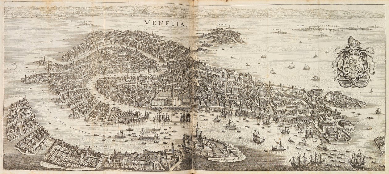 Panorama de Venise. De Newe Archontologia cosmica par Johann Ludwig Gottfried, 1646 - Matthaus the Elder Merian