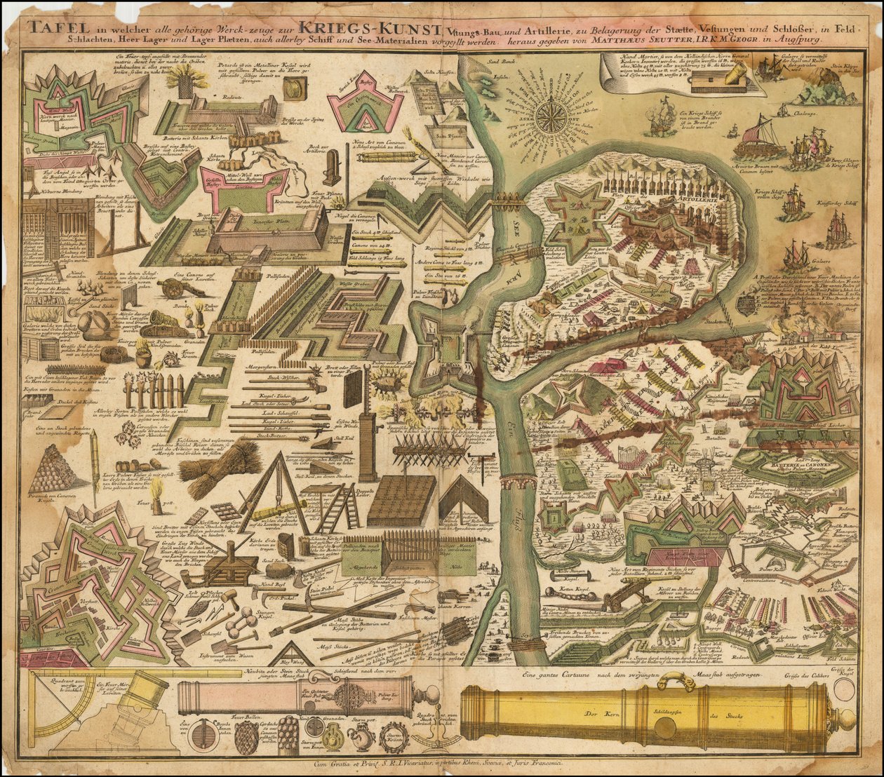 Carte allégorique de 1720 par Seutter montrant l